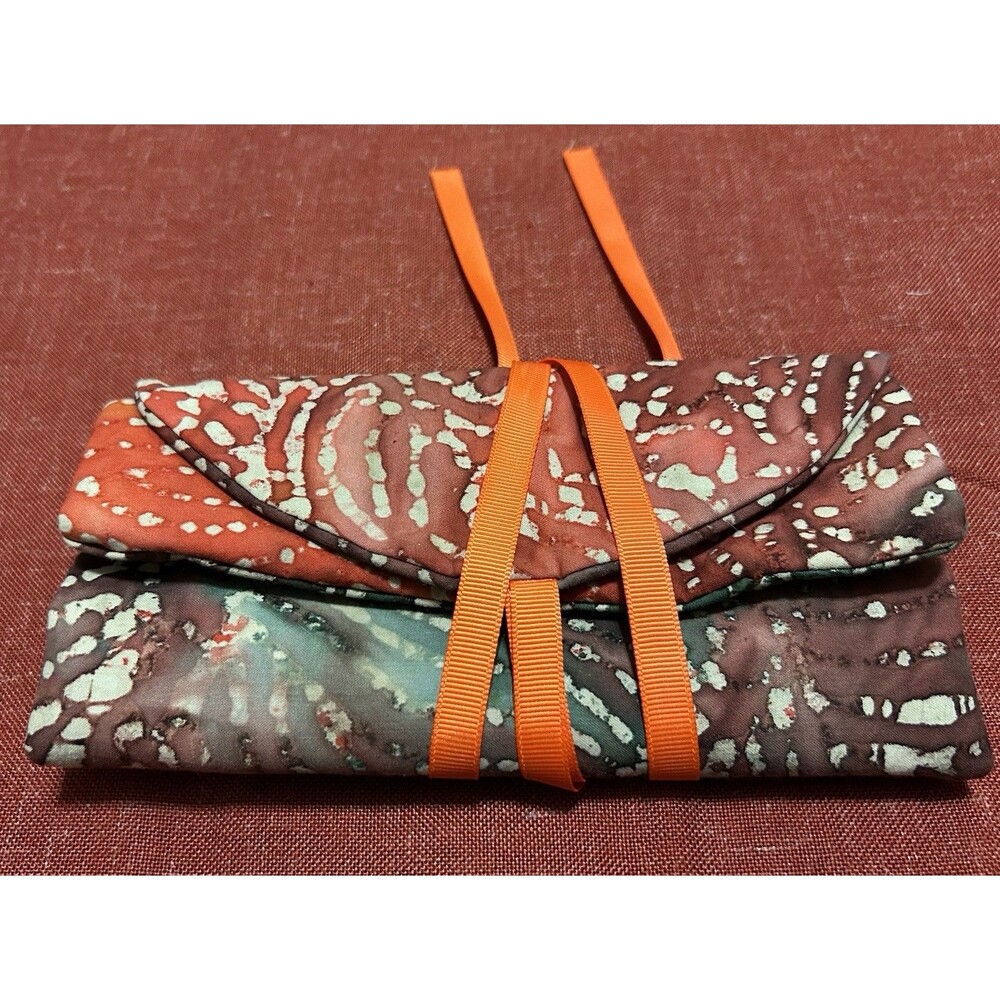 Gorgeous Handmade Batik Wallet Fold over Tie Zipper Pockets Art Boho Hippie